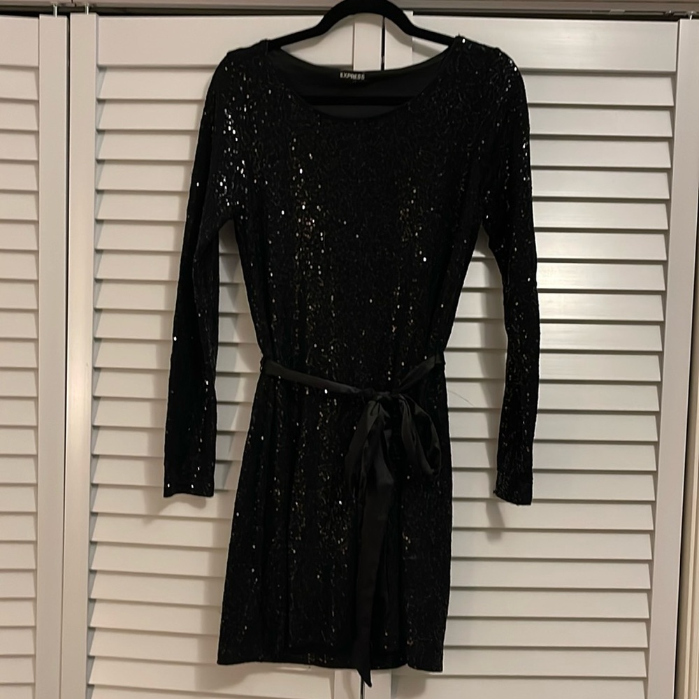 Express Black Sequin Sparkle Dress